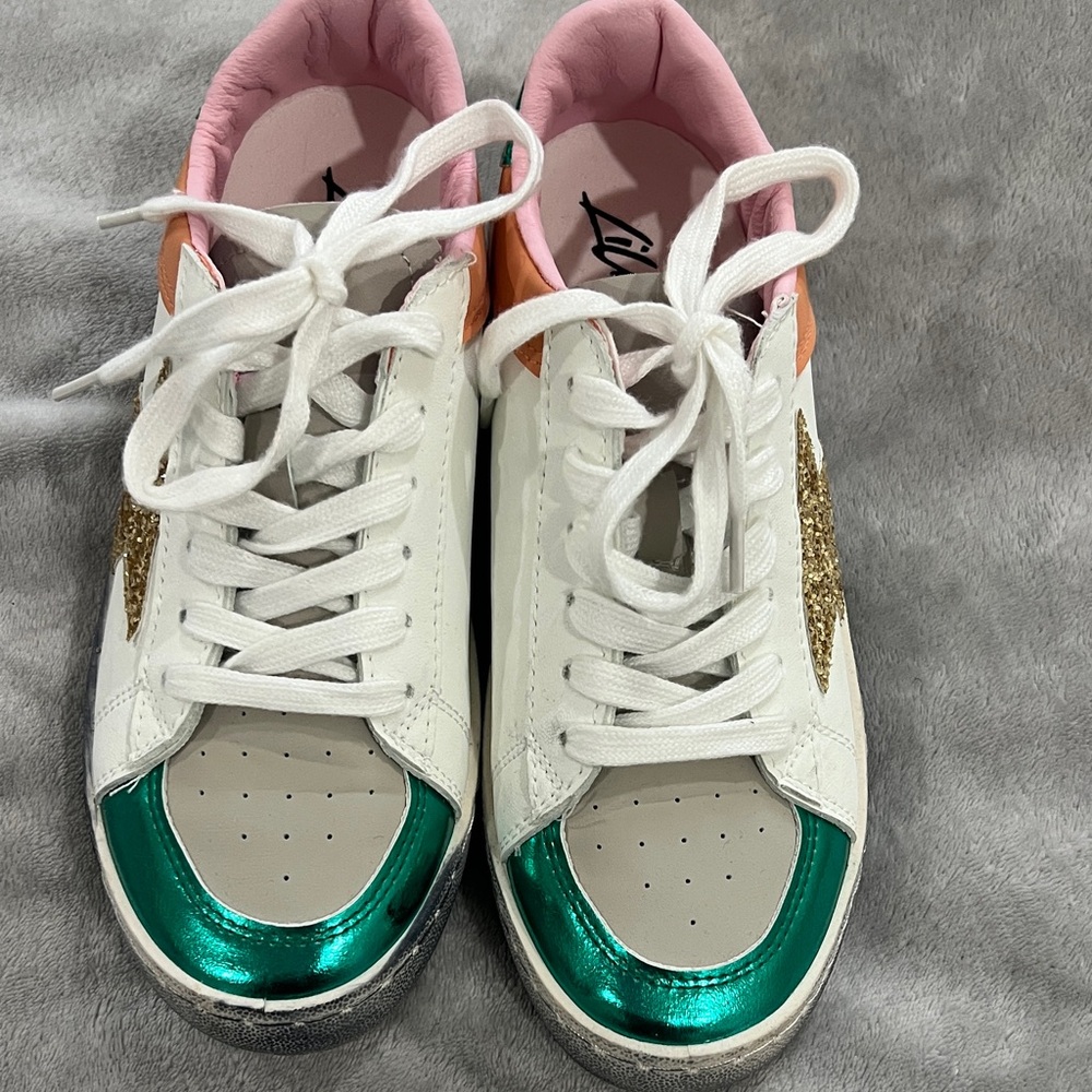 Colorful Sneakers with Metallic Accents